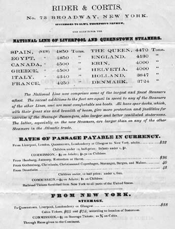National Line advertisement and rates